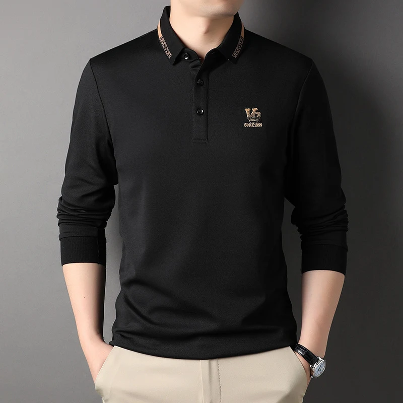 Autumn New Men's Thin Polo Shirt Casual Business Bottoming Shirt Men's T-shirt Stylish and comfortable for work or every — photo 13