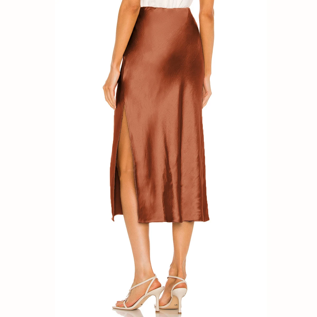 Saia Feminina Cintura Alta Elástica com Fenda, Conforto e Estilo em Uma Só Peça, Perfeita para um Visual Moderno e Elegante, Ideal para Diversas Ocasiões. — foto 5