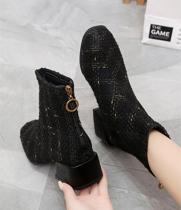 Herbst- und Winter Plus Samt warme karierte Martin Boots mit Reißverschluss. Ideal für warme Füße und stilvolles Aussehen. — foto 7
