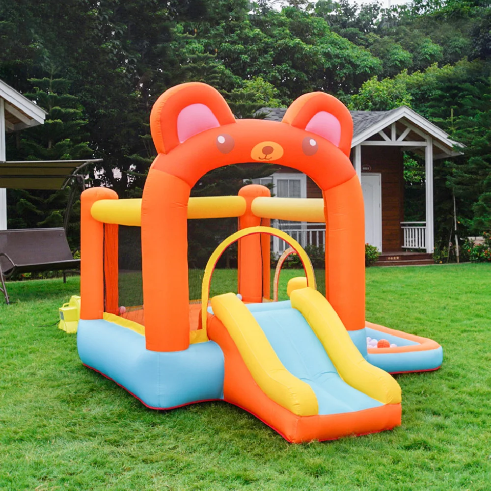 Household Bouncy Castle Bear Theme Inflatable Jumping Bed Safe Fun for Kids Easy Setup Outdoor Playtime Durable and Perf — photo 5