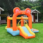 Household Bouncy Castle Bear Theme Inflatable Jumping Bed Safe Fun for Kids Easy Setup Outdoor Playtime Durable and Perf — photo 5