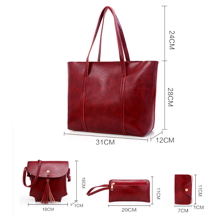 Title 4, Oil wax leather mother package, spacious and du...