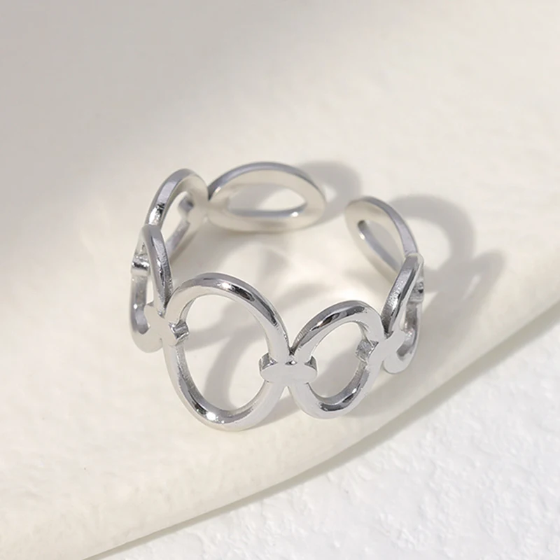 Anel de aço titânio feminino com formato de folha e amor, delicado, durável e ideal para expressar sentimentos com elegância. — foto 28