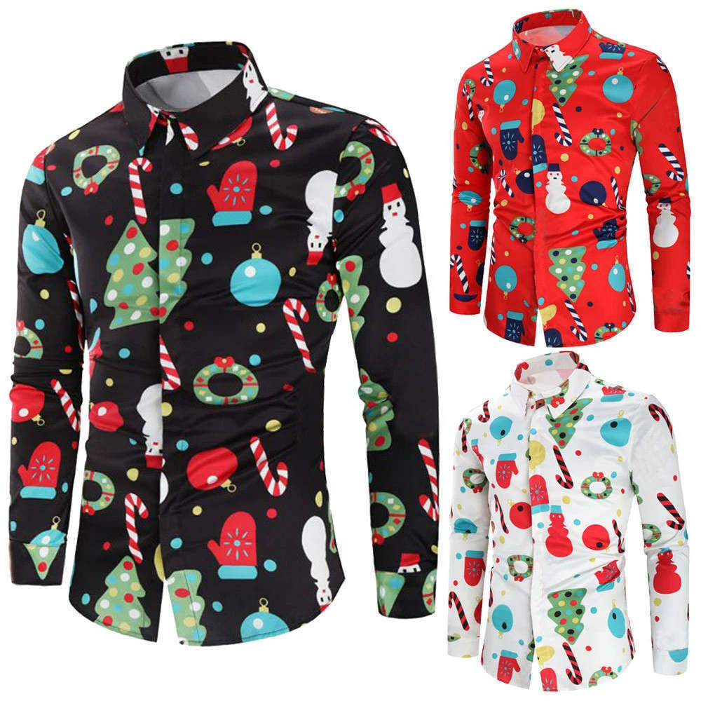 Heren shirt Sneeuwpop Kerstmis 3D digitale print lange mouw. Vier de feestdagen in stijl en comfort met dit shirt. — foto 16