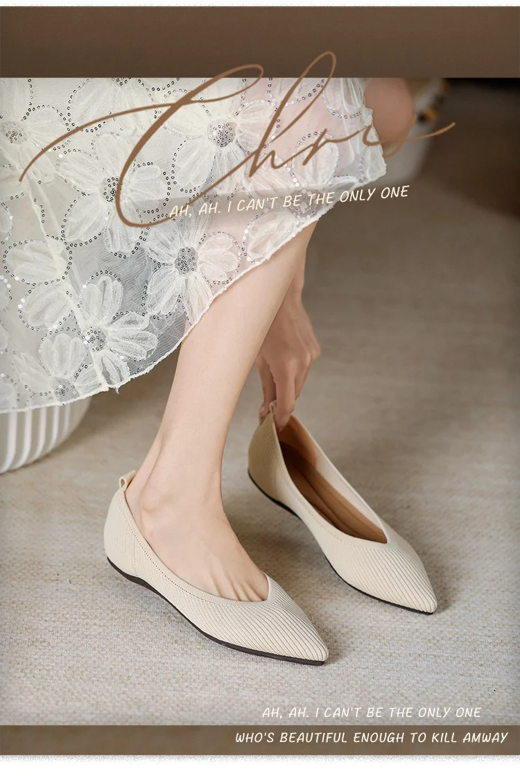 Title 9, Womens Pointed Toe Knitted Woven Flat Pumps. C...