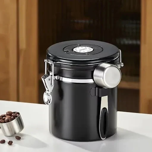Title 1, Stainless Steel Coffee Bean Sealed Jar Vacuum S...