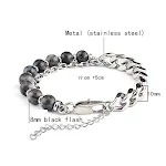 Pulseira de Moda Personalizada Aço Inox com Ágata Negra Facetada — Elegância e Estilo Único, Joia Sob Medida para Ele ou Ela — foto 2