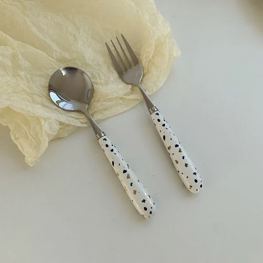 Title 1, Stainless Steel Spoon Gravel Pattern Ceramic Ha...