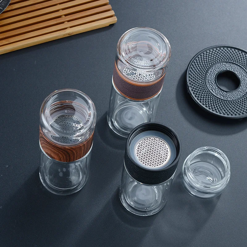 Double Layer Glass Cup for Tea and Water Separation. Enjoy perfectly brewed tea with clear separation and a stylish, ele — photo 1