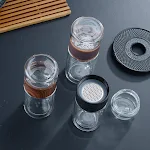 Double Layer Glass Cup for Tea and Water Separation. Enjoy perfectly brewed tea with clear separation and a stylish, ele — photo 1