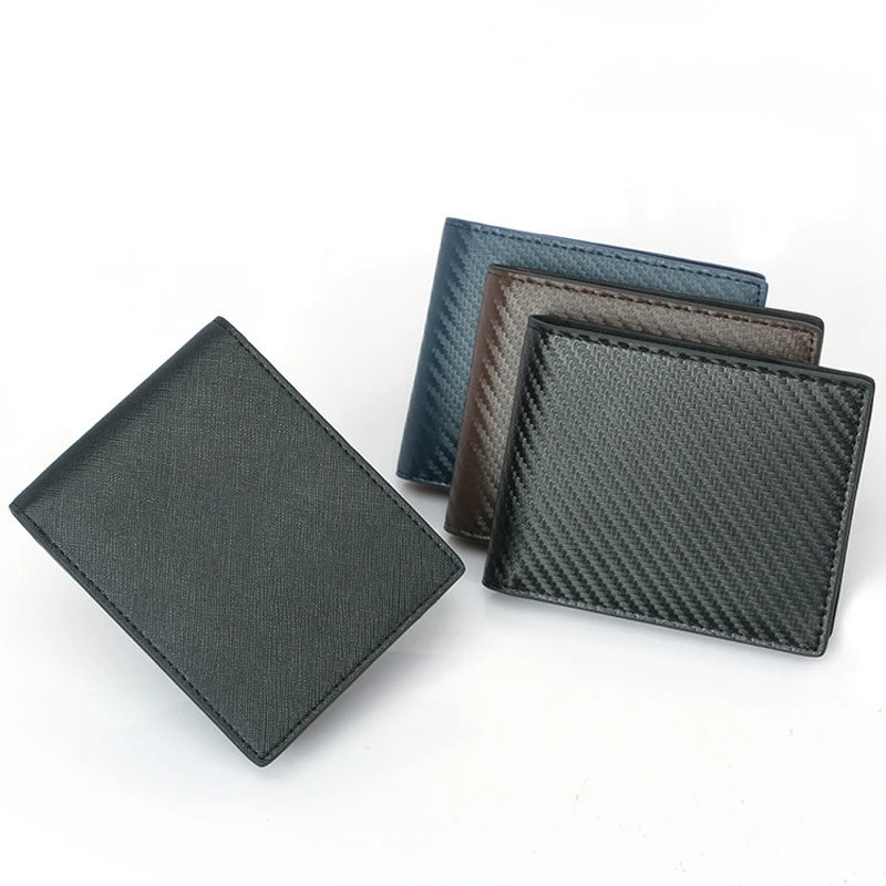 Title 3, Carbon Fiber Pattern Anti-Theft Leather Mens W...