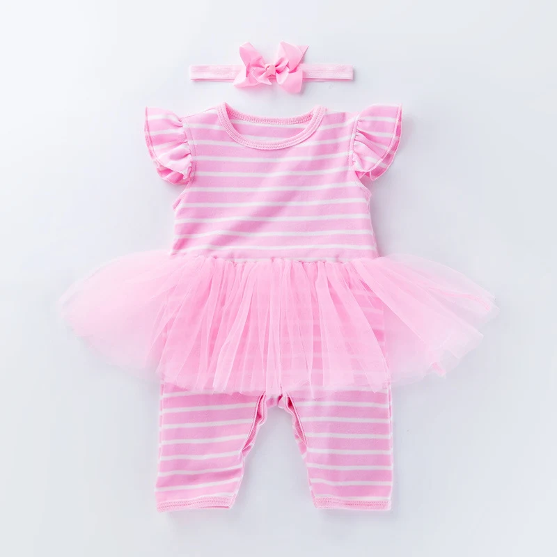 Body listrado de algodão penteado para bebê menina, peça única, macio e confortável, ideal para o dia a dia e brincadeiras. — foto 2