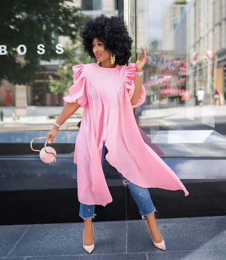 Title 7, Top Irregular Fashion Blouse Ruched Sleeves Bac...
