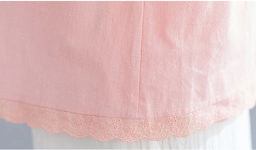 Title 7, Oversized Embroidered Lace Neck Long Sleeve Shirt
