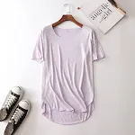 Slub Baumwoll T-Shirt mit Rundhals und kurzem Ärmel, einfarbig, dünn und leicht für warme Tage, ideal als Sommerkleidung. — foto 3