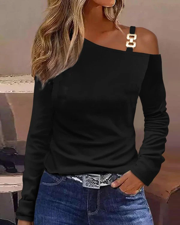 Camisa Feminina Outono Simplicidade com Gola nos Ombros, perfeita para um visual elegante e confortável na estação outonal. Desfrute do estilo. — foto 4