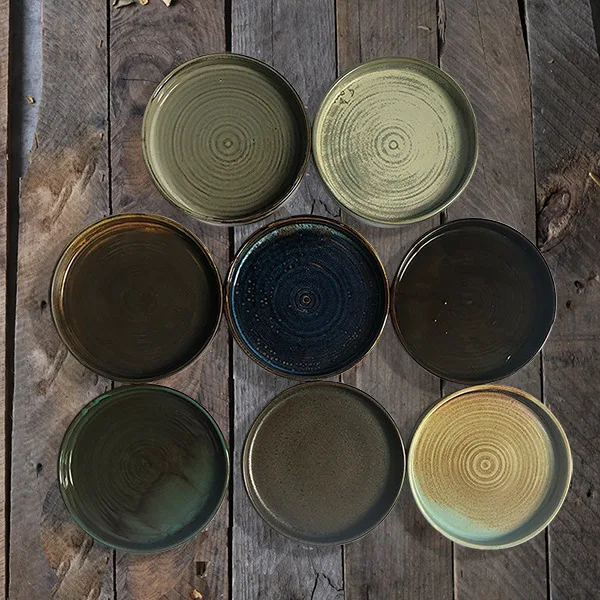 Japanese Creative Ceramic Kiln Retro Uneven Round Dish for Household Use, Perfect for Serving and Decorating with Rustic — photo 6