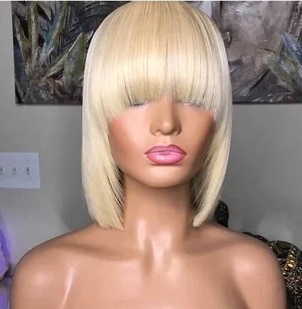 Title 4, Bob curto para estudantes, cabelo liso e femini...