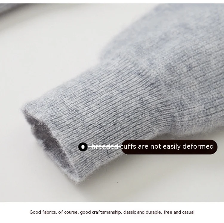 Suéter casual folgado de cashmere com capuz de lã, que rejuvenesce, para um conforto aconchegante e visual moderno em seu dia a dia. — foto 4