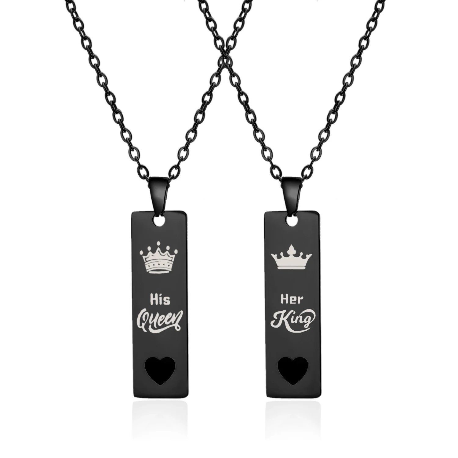 Colar para casais aço inoxidável Rei e Rainha Luminoso Demonstre seu amor com este colar brilhante, perfeito para o casal apaixonado — foto 7