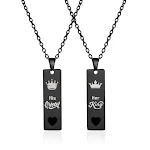 Colar para casais aço inoxidável Rei e Rainha Luminoso Demonstre seu amor com este colar brilhante, perfeito para o casal apaixonado — foto 7