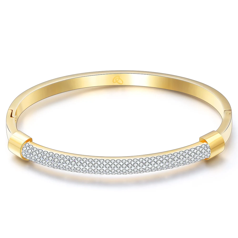 Pulseira feminina de aço titânio 18K eletroplaqueado com diamantes e personalidade, joia elegante e moderna. — foto 12