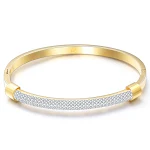 Pulseira feminina de aço titânio 18K eletroplaqueado com diamantes e personalidade, joia elegante e moderna. — foto 12