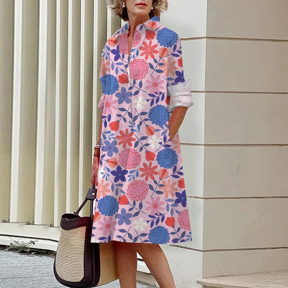 Title 7, Flower Sweet Printed Long Sleeve Dress