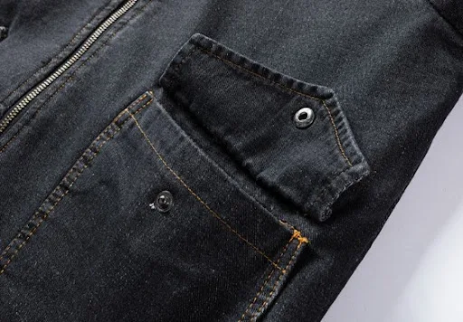 Title 4, Mens Denim Jacket Loose Cargo Fur Collar Styli...