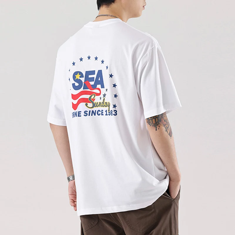 T-shirt en coton à manches courtes pour homme avec imprimé lettres coupe ample Confort et style décontracté Idéal pour le quotidien — photo 5
