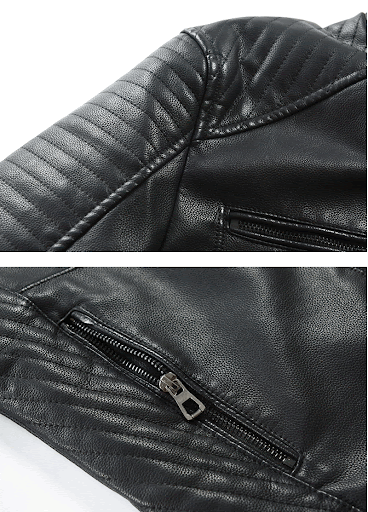 Title 6, New casual youth leather zipper top pocket jack...