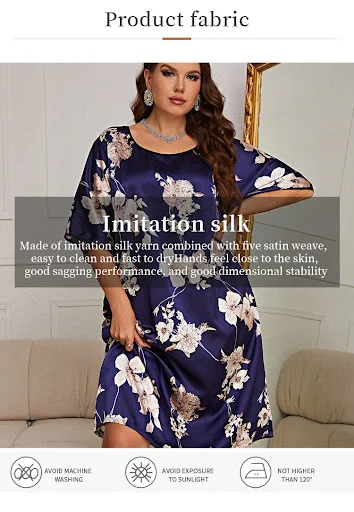 Title 2, Plus size pyjamas dames middenjurk met prints