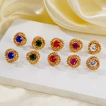 Brincos de Zircônia Rosa Retro Trendy — Adicione um toque retrô e elegante ao seu visual com estes brincos charmosos e brilhantes. — foto 7