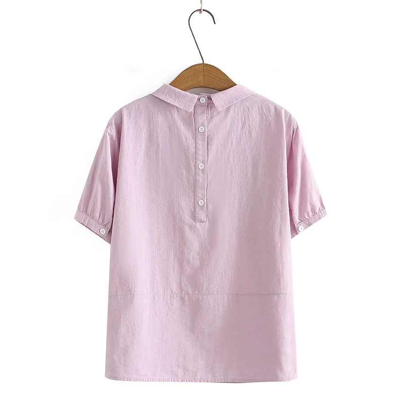 Camiseta de algodão jacquard boneca manga curta simples all-match — foto 7