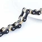 Corrente de bicicleta de aço inoxidável dourada e preta para máquina, resistente e durável, para pedaladas suaves e eficientes. — foto 3