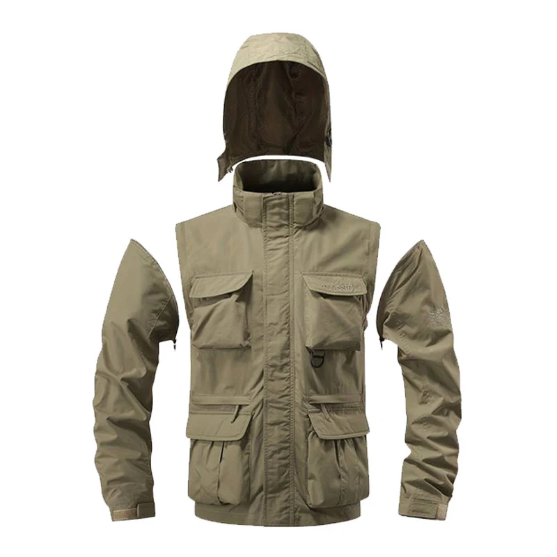 Outdoor windproof shell loose casual multi-pocket workwear jacket. Provides comfort and functionality for outdoor activi — photo 4