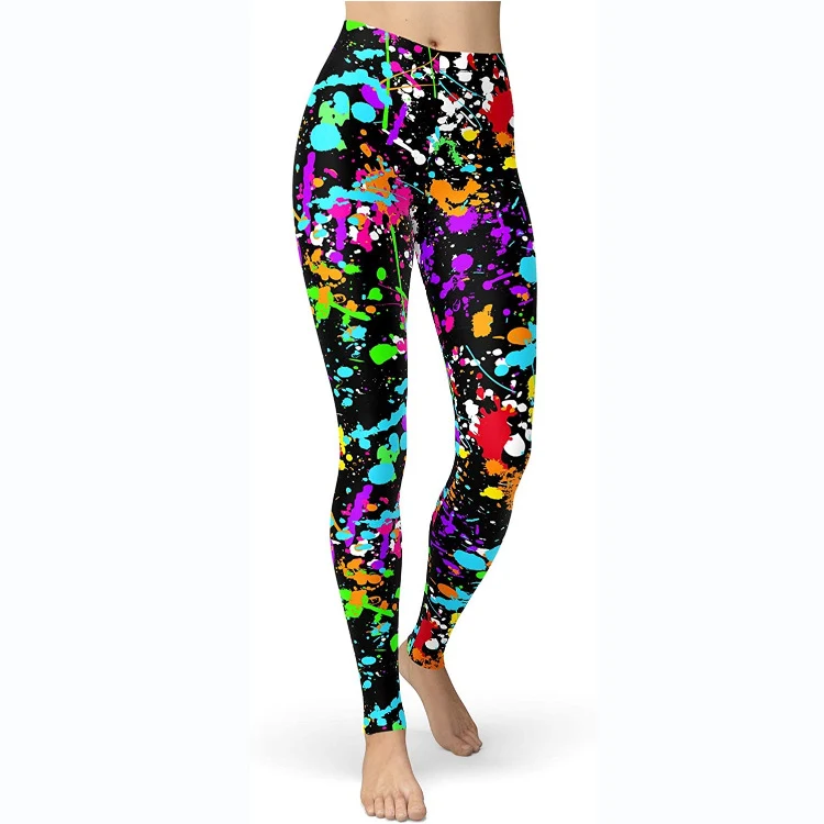 Leggings de yoga e corrida plus size, impressão multicolorida, ajuste slim, levanta o quadril, efeito emagrecedor. — foto 24