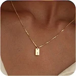 Colar feminino com pingente quadrado de aço inoxidável com 26 letras gravadas, resistente à corrosão, um presente único. — foto 26