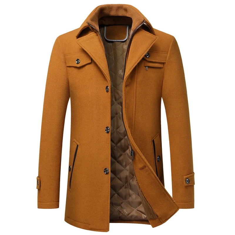 Men's Wool Overcoat Thickened Woolen Jacket Warm Winter Coat Comfortable & Durable Stylish Protection for Cold Weather E — photo 5