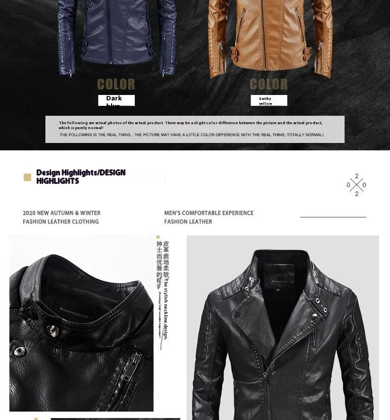 Trendy Men's Leather Jacket with Fleece-Lined PU. Stay warm and stylish this winter with this comfortable and fashionabl — photo 5