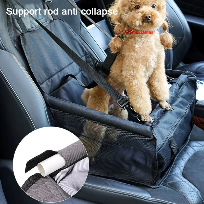 Dog car seat cover folding hammock pet carrier bag basket for cats stable foldable travel pet dog car seat protection. — photo 9