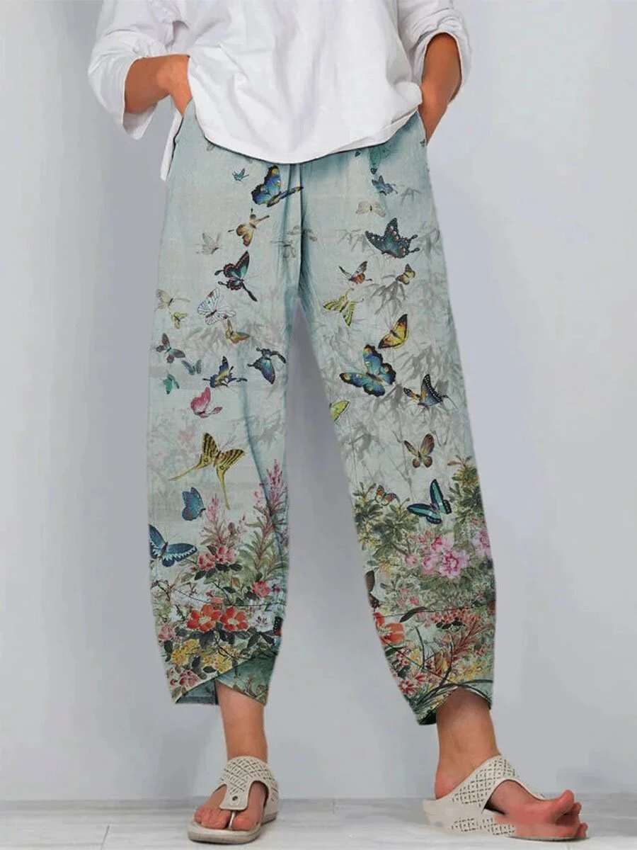Ladies' Fashion Butterfly Print Casual Pants, comfortable and stylish for everyday wear. A perfect blend of comfort and — photo 2