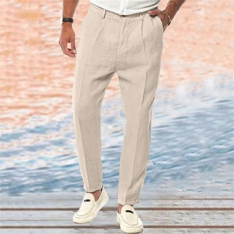Linen Pants Straight Pure Color Comfort Outdoor Leisure. Enjoy relaxed style and all-day comfort, perfect for outdoor ac — photo 1
