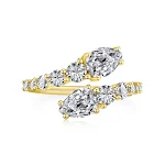 Anel de prata S925 com zircônia em formato de pera, aberto, alto carbono, brilho intenso. Joia elegante e sofisticada, ideal para mulheres. — foto 1
