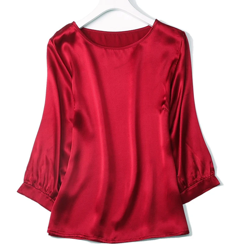 Title 3, High-end Silkworm Silk Pearl Shiny Satin Shirt