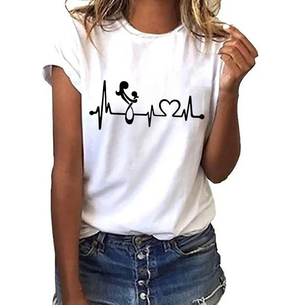 Ecg Love Lady Printing Retro Lady Basic Origineel T-shirt Buitenlandse Handel Fabrikanten Verkoop — foto 5