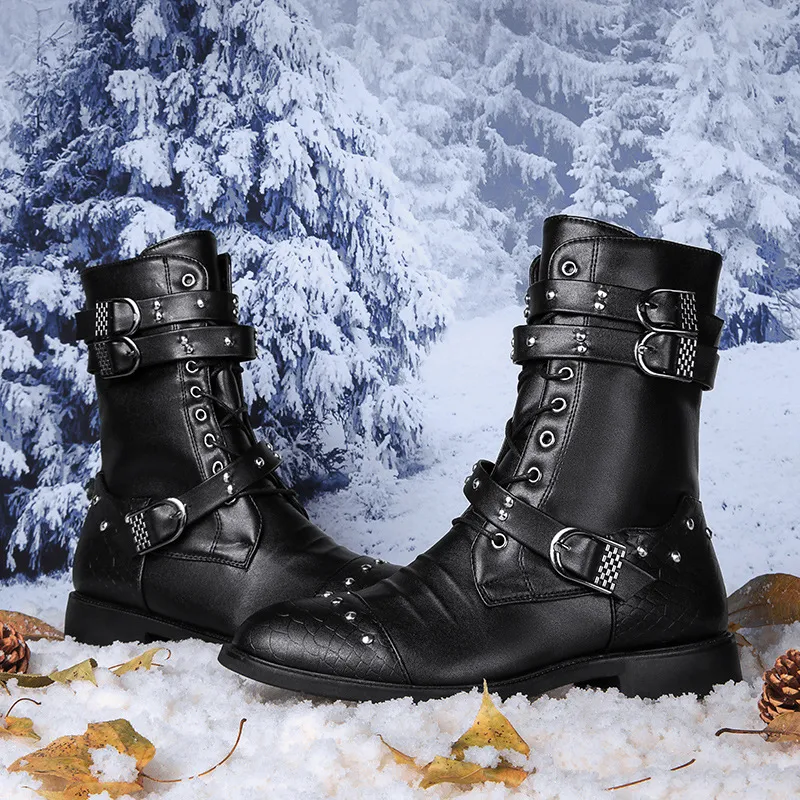 Title 11, Middle Tube Leather Boots Ceremonial Motorcycle...