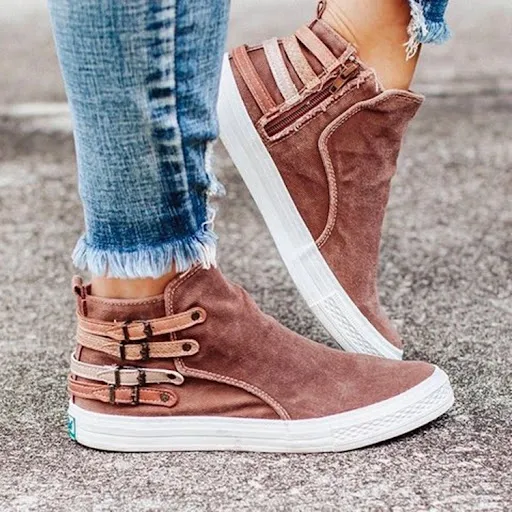 Title 5, British casual flat shoes mid-cut canvas. Comfo...
