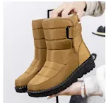 Botas de neve grossas de inverno em tecido casual de algodão, cano médio, lã artificial e veludo plus, quentes e confortáveis. — foto 4