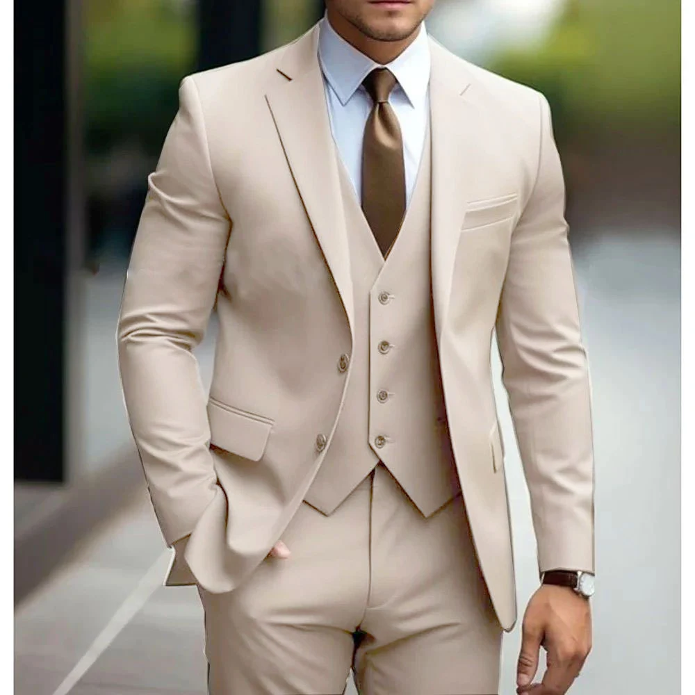 Terno de três peças masculino business casual para noivos. Perfeito para casamentos, elegante e confortável para o dia especial. — foto 10